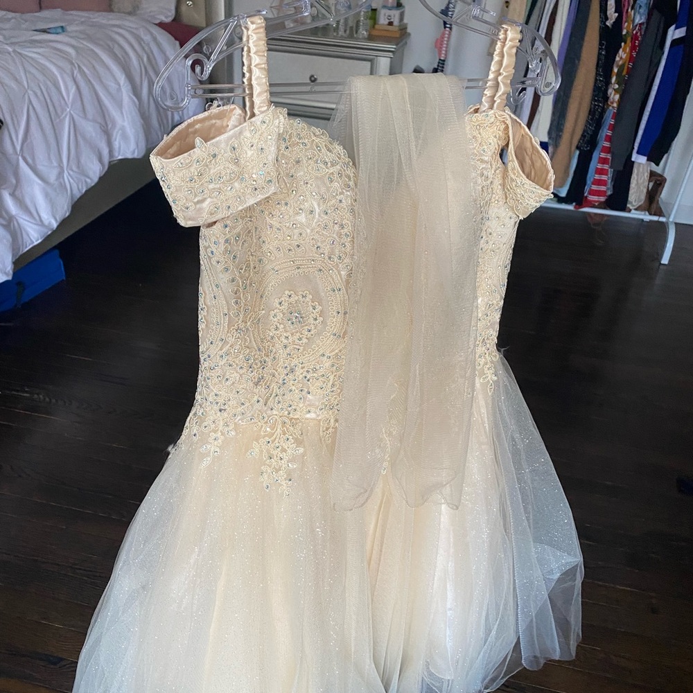 champagne prom/quince dress